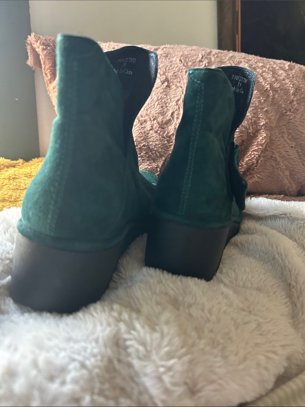 Fly London Forrest Green Suede Ankle Wedge Booties - Picture 3 of 7
